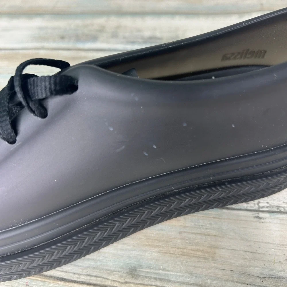Melissa Be II Espadrille‎ Platform Sneaker Womens Size 9 Black Rubber Jelly